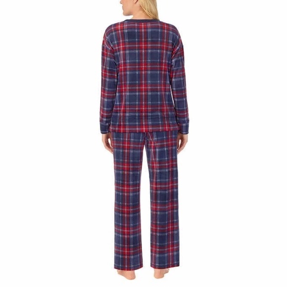 Nautica Plaid velvet Pajama Set - Red and Blue size large Cinched waist - Picture 4 of 7